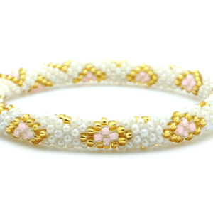 Sashka Co. Extended 8" Bracelet Pearl / Pink / Gold Pink Pearl Diamond Bracelet- Extended 8"