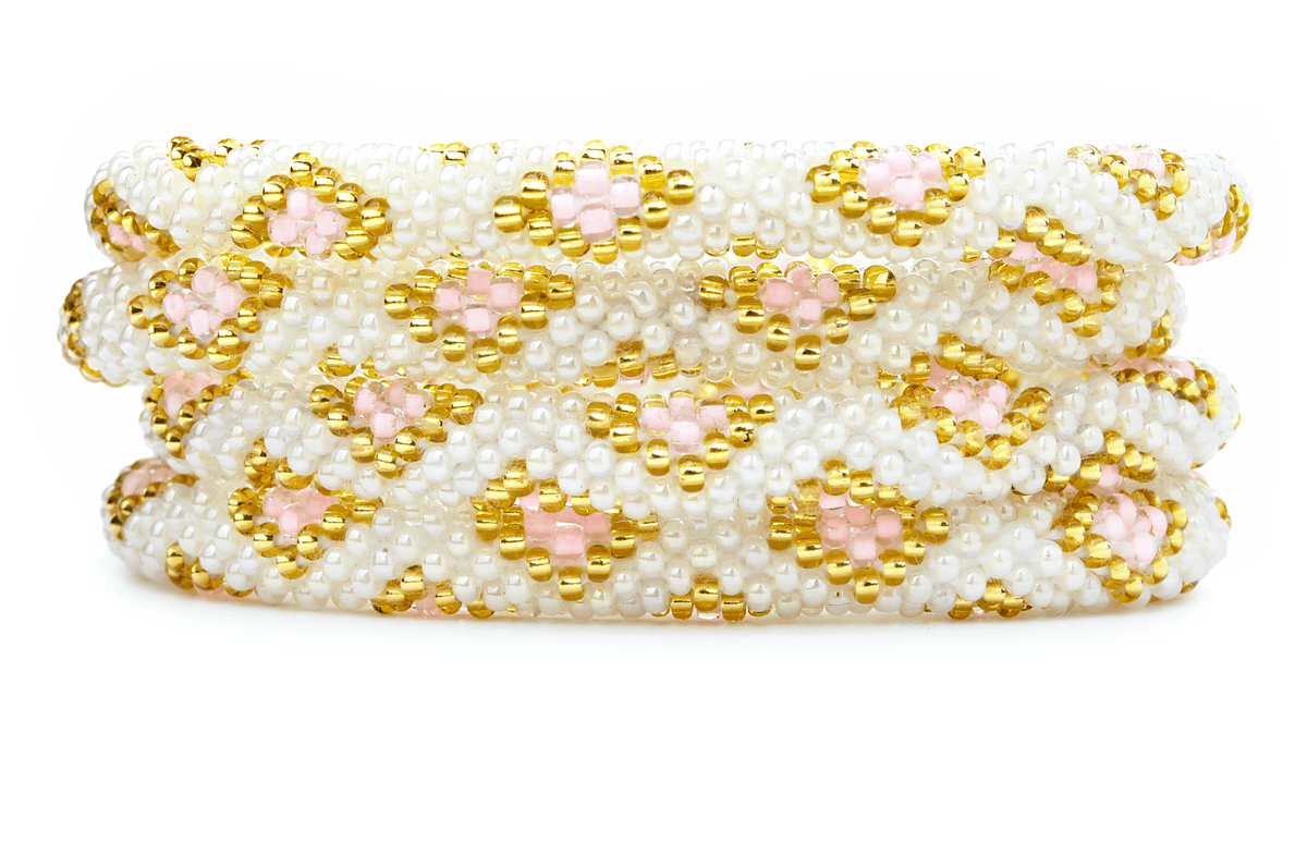 Sashka Co. Extended 8" Bracelet Pearl / Pink / Gold Pink Pearl Diamond Bracelet- Extended 8"