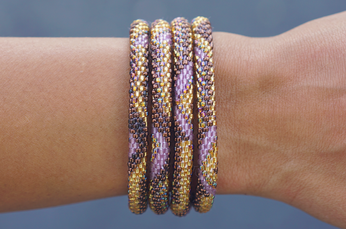 Sashka Co. Extended 8" Bracelet Purple / Bronze/ Gold / Iridescent Natural Beauty Bracelet - Extended 8"