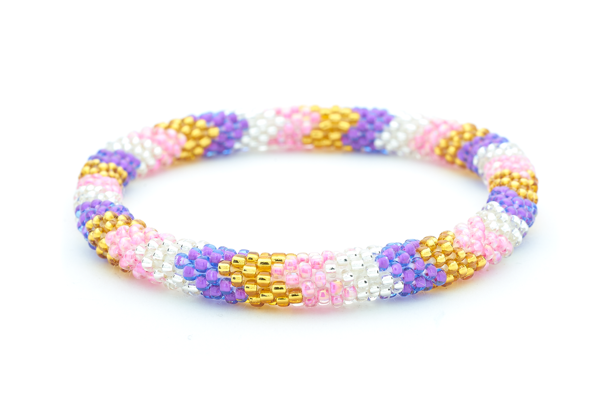 Sashka Co. Extended 8" Bracelet Purple / Gold / Pink / Clear Whimsical Bracelet - Extended 8"