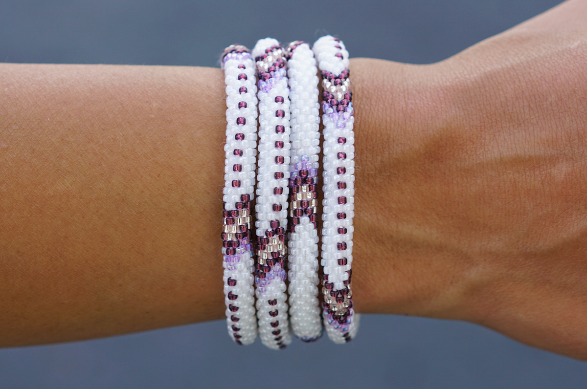 Sashka Co. Extended 8" Bracelet Purple / White / Rose Gold Confident Girl Bracelet - Extended 8"