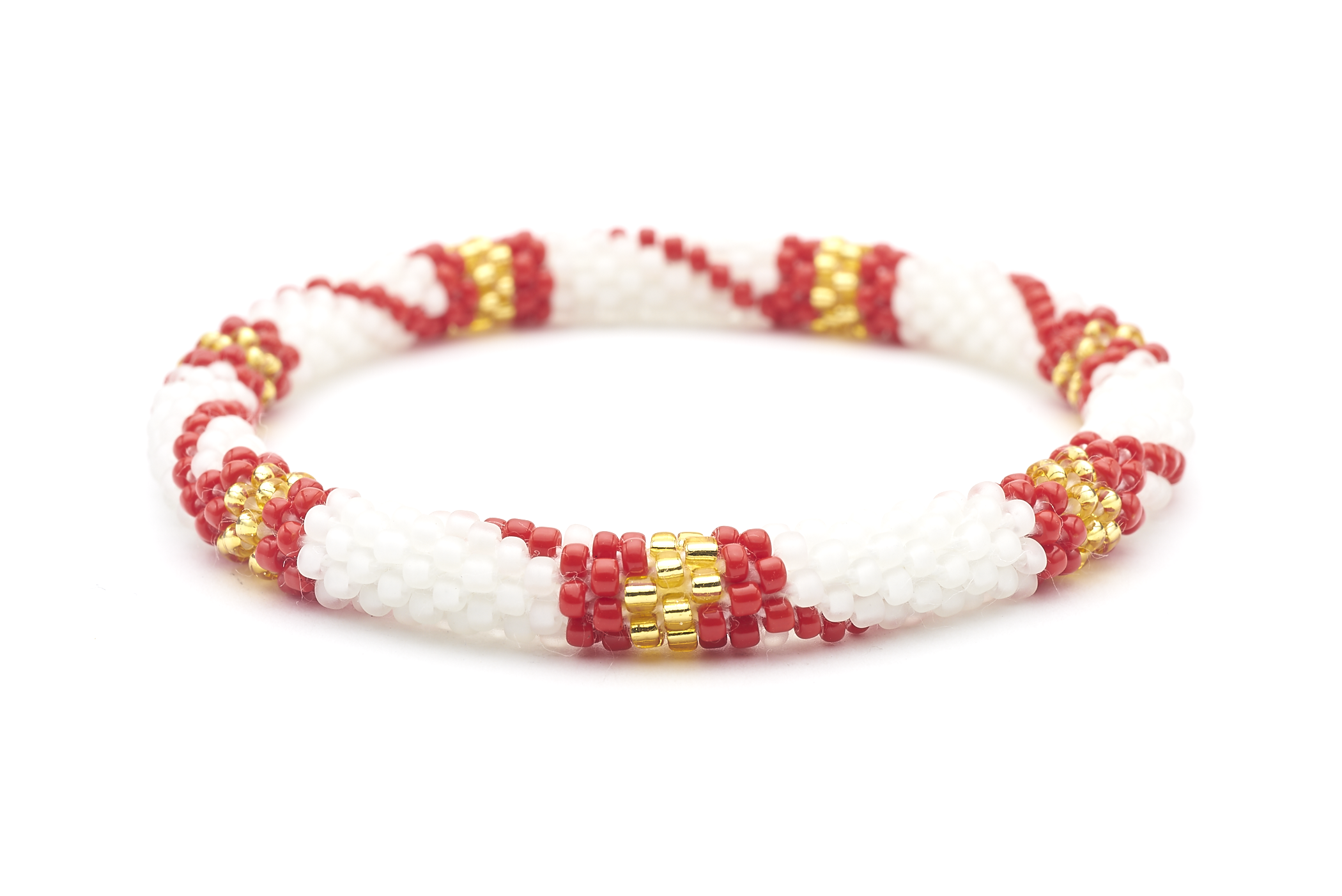 Sashka Co. Extended 8" Bracelet Red / Matte White / Gold Euro Bracelet - Extended 8"