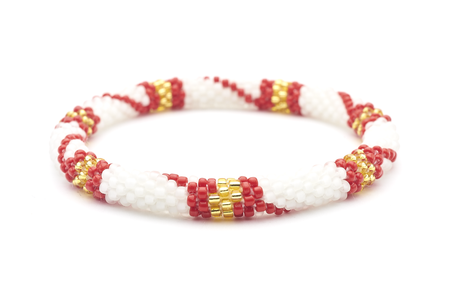 Sashka Co. Extended 8" Bracelet Red / Matte White / Gold Euro Bracelet - Extended 8"