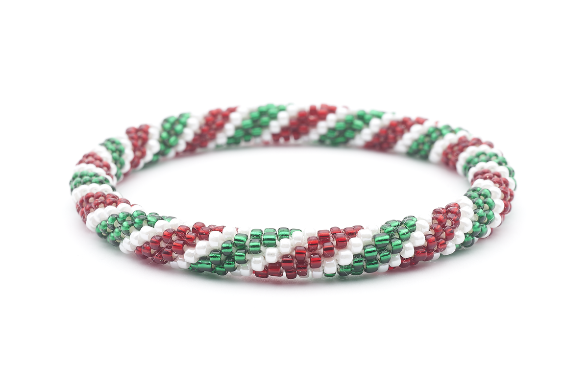Sashka Co. Extended 8" Bracelet Red / White / Green Christmas Bracelet - Extended 8"