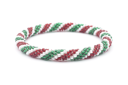 Sashka Co. Extended 8" Bracelet Red / White / Green Christmas Bracelet - Extended 8"