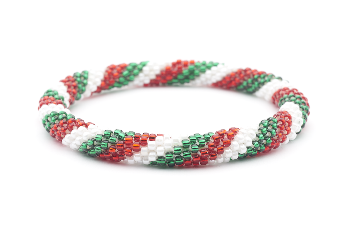 Sashka Co. Extended 8" Bracelet Red / White / Green Christmas Bracelet - Extended 8"