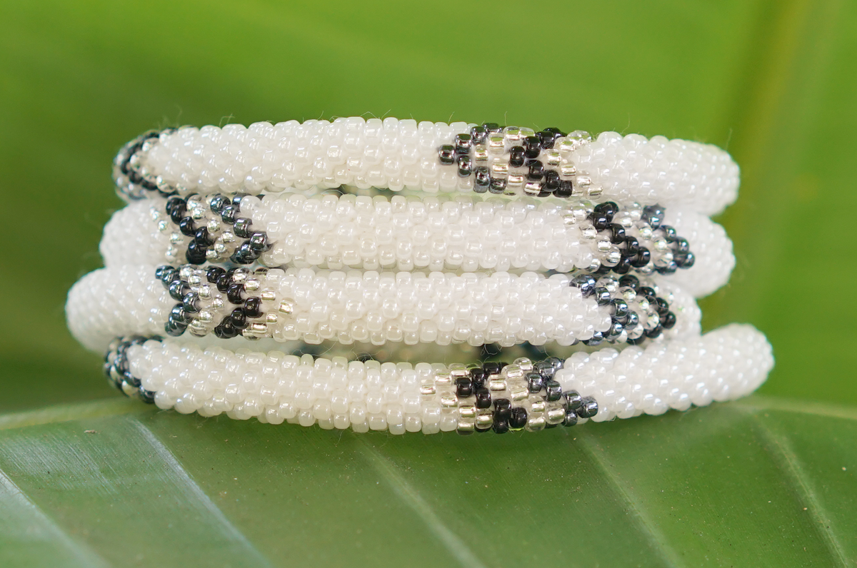 Sashka Co. Extended 8" Bracelet Silver / Black / White / Clear City Boho Bracelet - Extended 8"