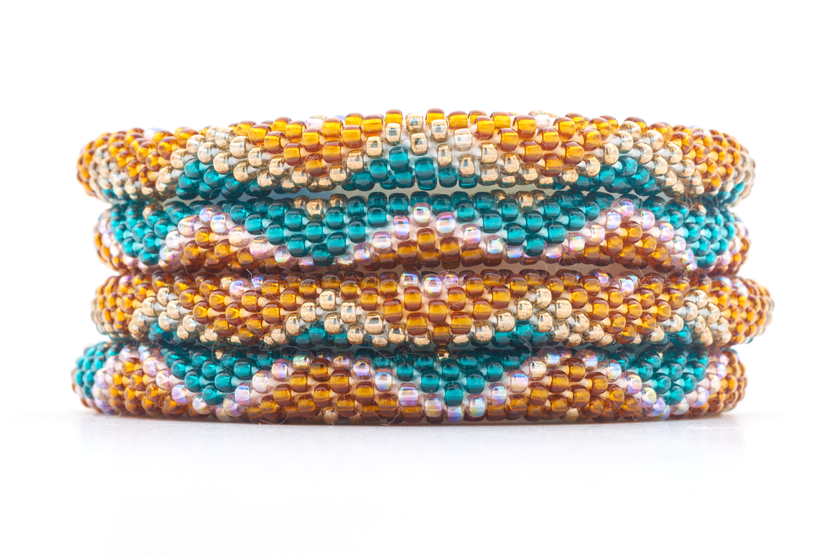 Sashka Co. Extended 8" Bracelet Teal / Brown / Light Purple Saddle Bracelet - Extended 8"