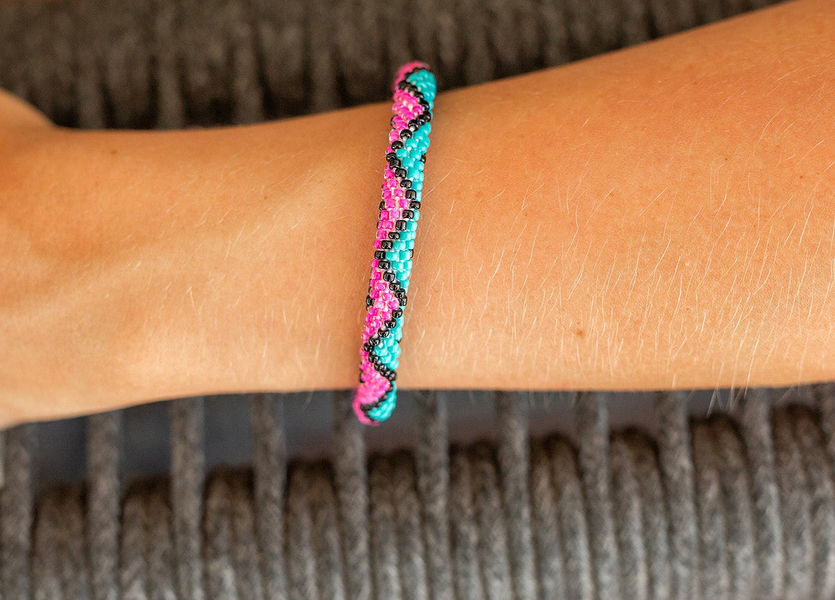 Sashka Co. Extended 8" Bracelet Turquoise / Black / Pink Crush It Bracelet - Extended 8"