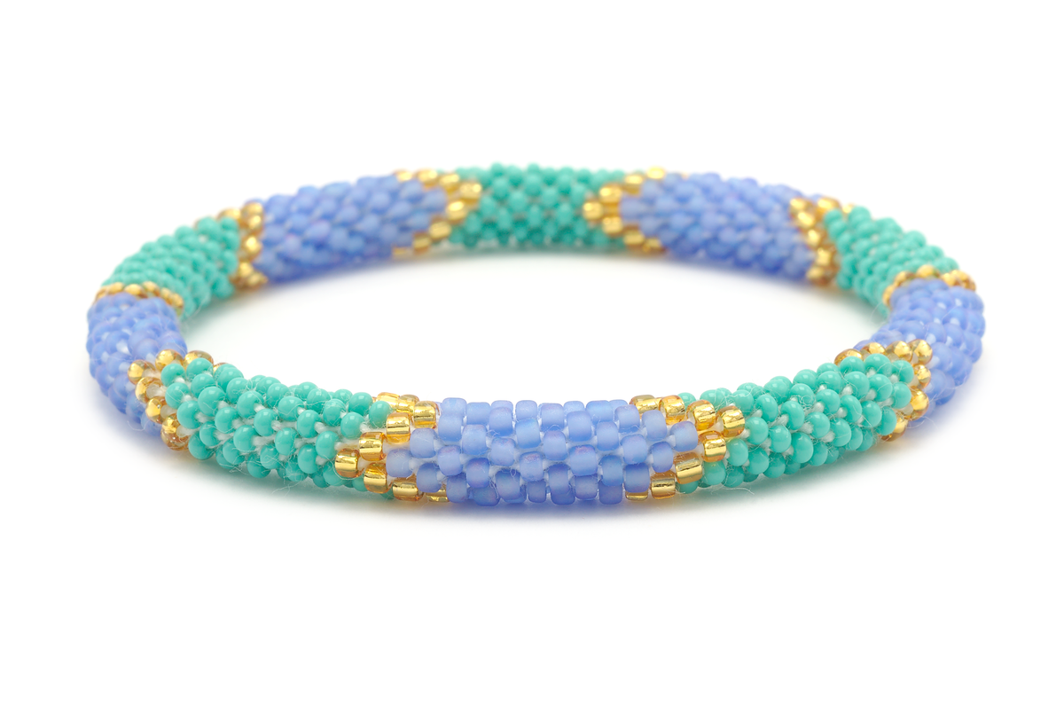 Sashka Co. Extended 8" Bracelet Turquoise/Gold/Matte Light Blue L27 - Extended 8"