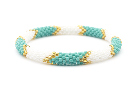 Sashka Co. Extended 8" Bracelet Turquoise / Gold / White Surfer Girl Bracelet - Extended 8"