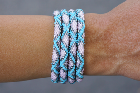 Sashka Co. Extended 8" Bracelet Turquoise / Light Pink / Silver Tribal Bracelet - Extended 8"