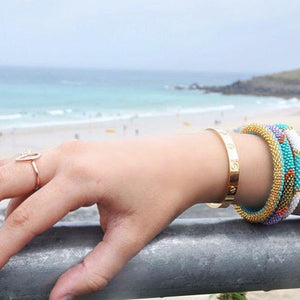 Sashka Co. Extended 8" Bracelet Turquoise / Orange / Gold Happy Girl Bracelet - Extended 8"