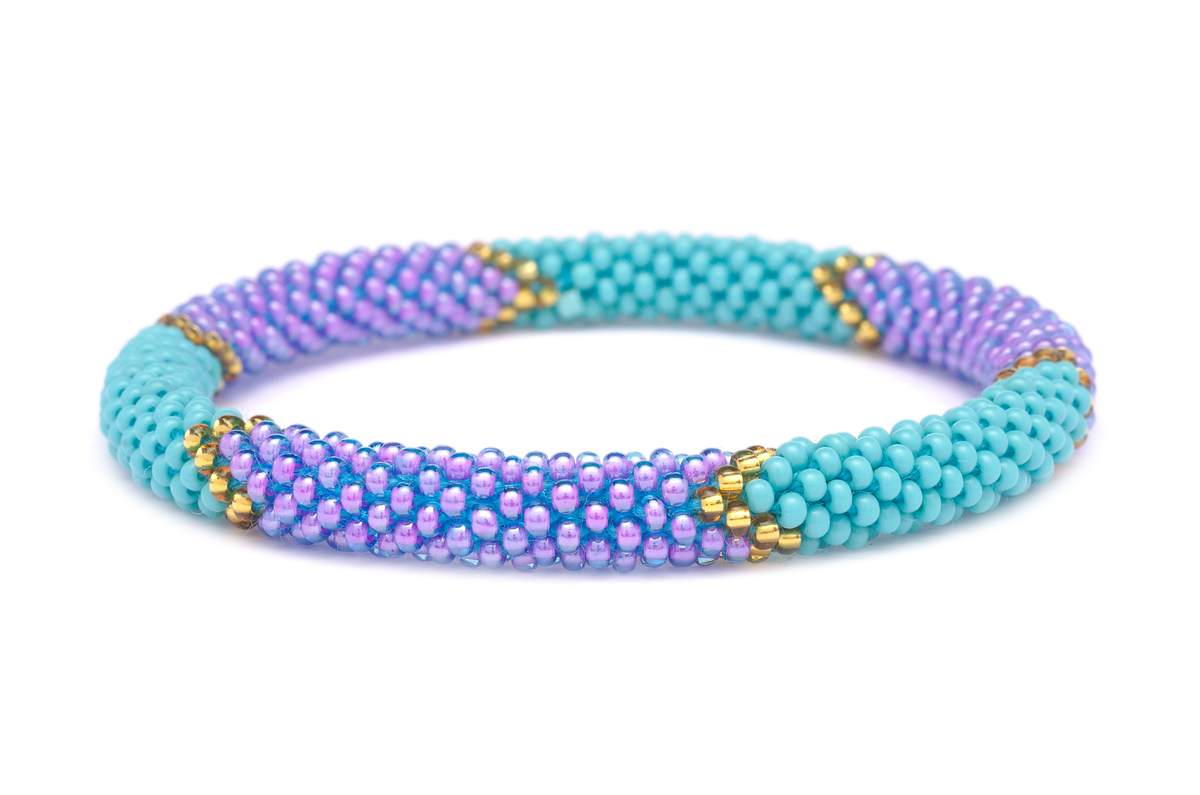 Sashka Co. Extended 8" Bracelet Turquoise / Purple / Gold Mermaid Scales Bracelet - Extended 8"