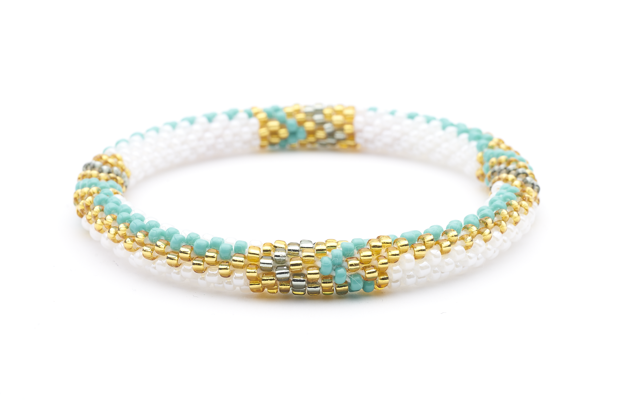 Sashka Co. Extended 8" Bracelet Turquoise / White / Gold Warrior Bracelet - Extended 8"