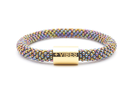 Sashka Co. Extended 8" Bracelet w/ Gold + Vibes Charm Positive Vibes Word Bracelet - Extended 8"