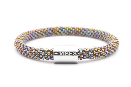 Sashka Co. Extended 8" Bracelet w/ Silver + Vibes Charm Positive Vibes Word Bracelet - Extended 8"