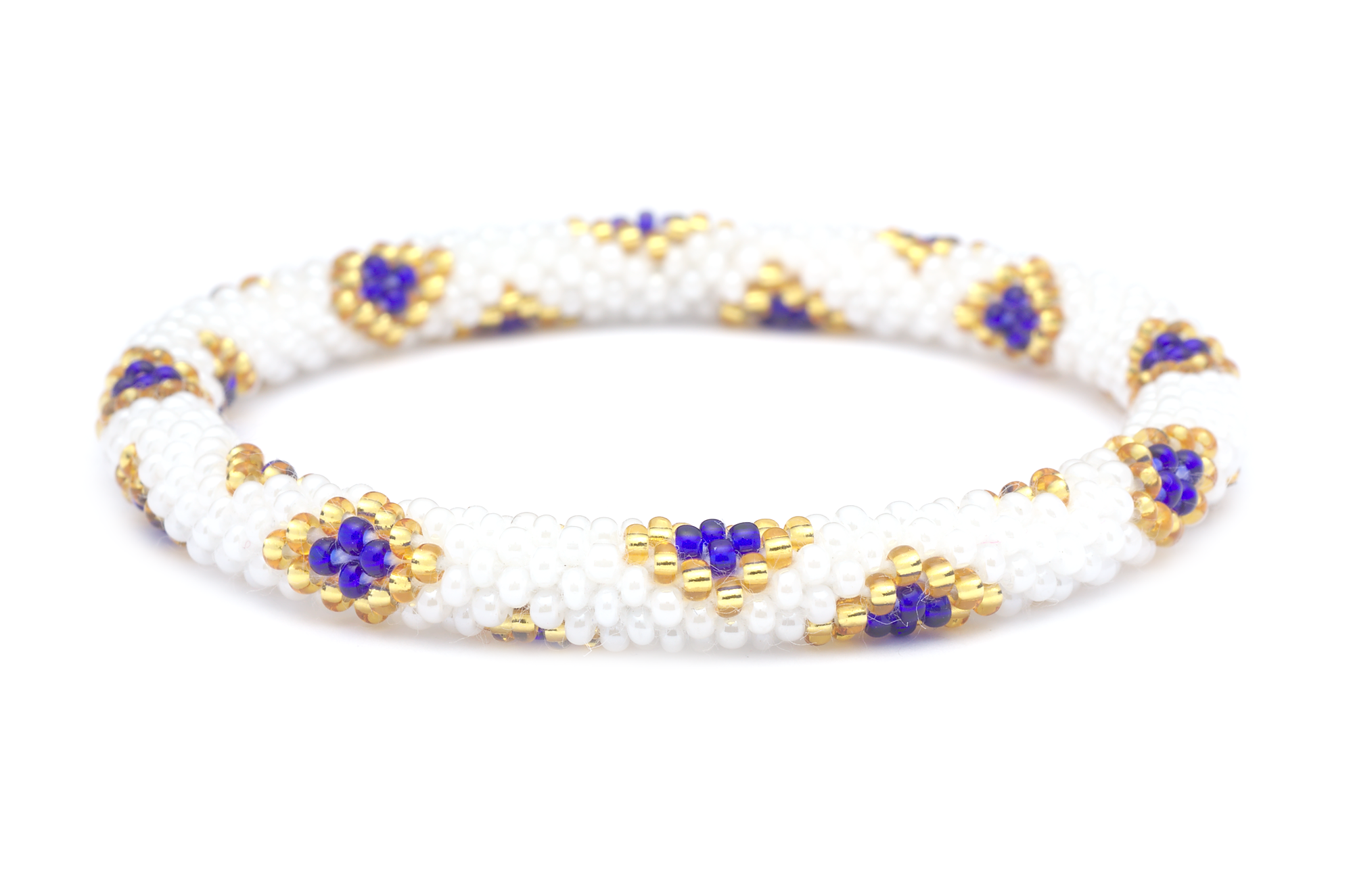 Sashka Co. Extended 8" Bracelet White/Blue/Gold Positive Life Bracelet - Extended 8"