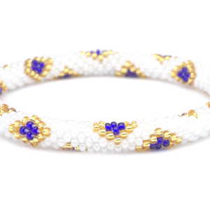 Sashka Co. Extended 8" Bracelet White/Blue/Gold Positive Life Bracelet - Extended 8"