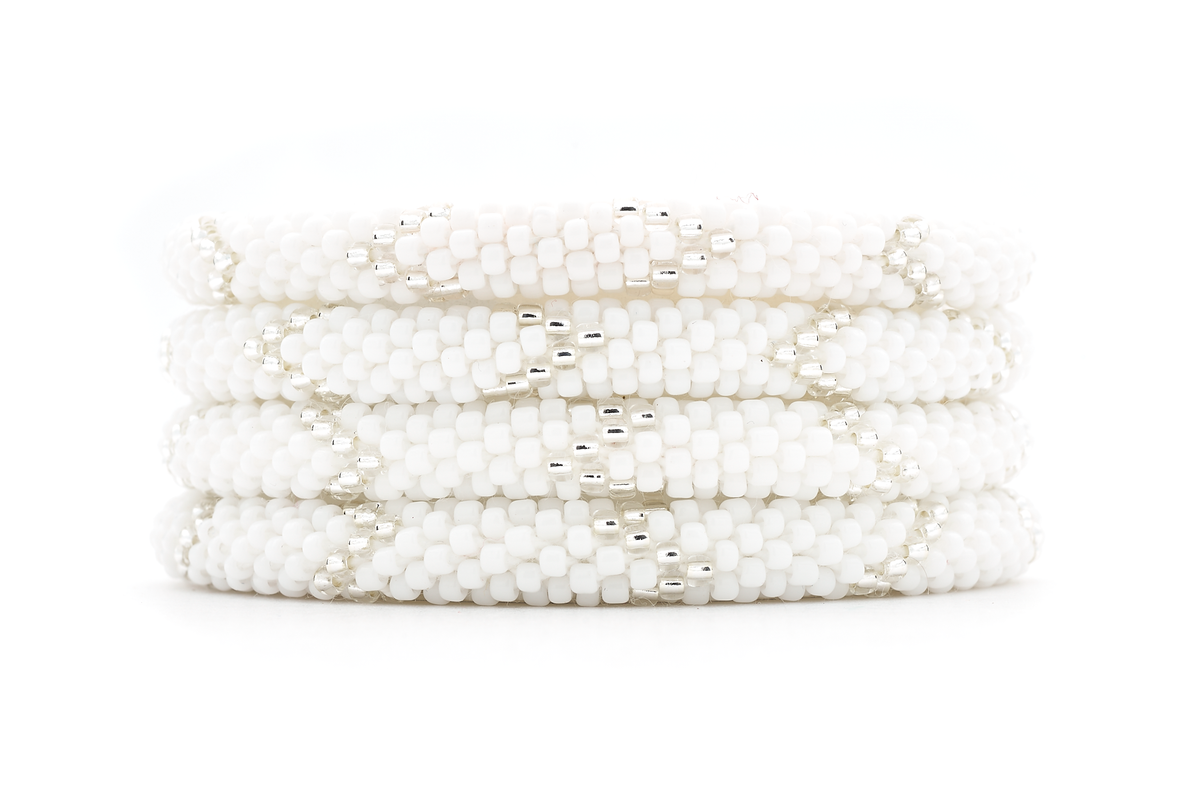 Sashka Co. Extended 8" Bracelet White / Clear Winter Snow Bracelet - Extended 8"