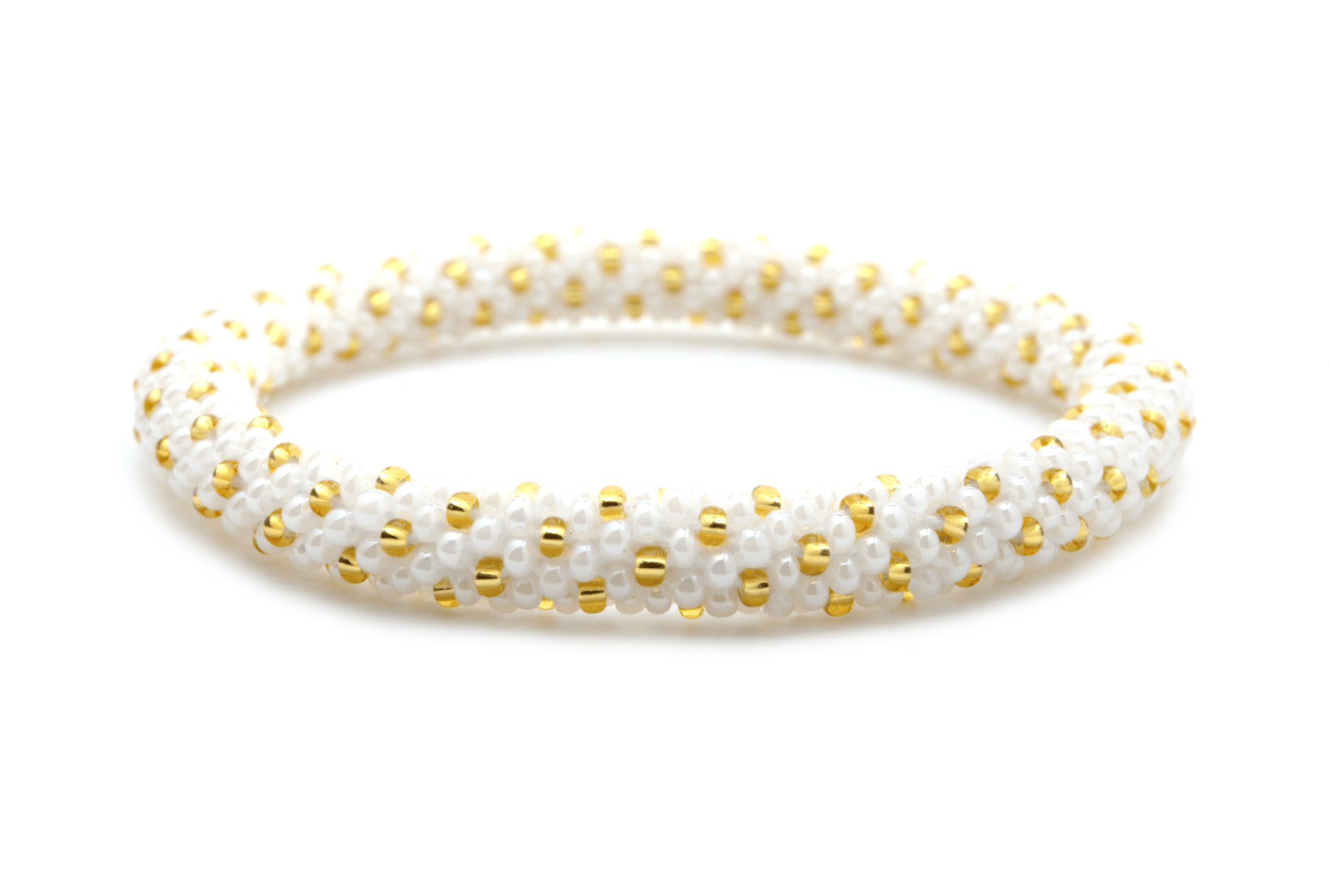 Sashka Co. Extended 8" Bracelet White/Gold Popcorn Bracelet - Extended 8"