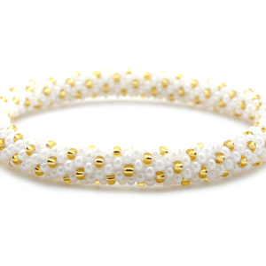 Sashka Co. Extended 8" Bracelet White/Gold Popcorn Bracelet - Extended 8"