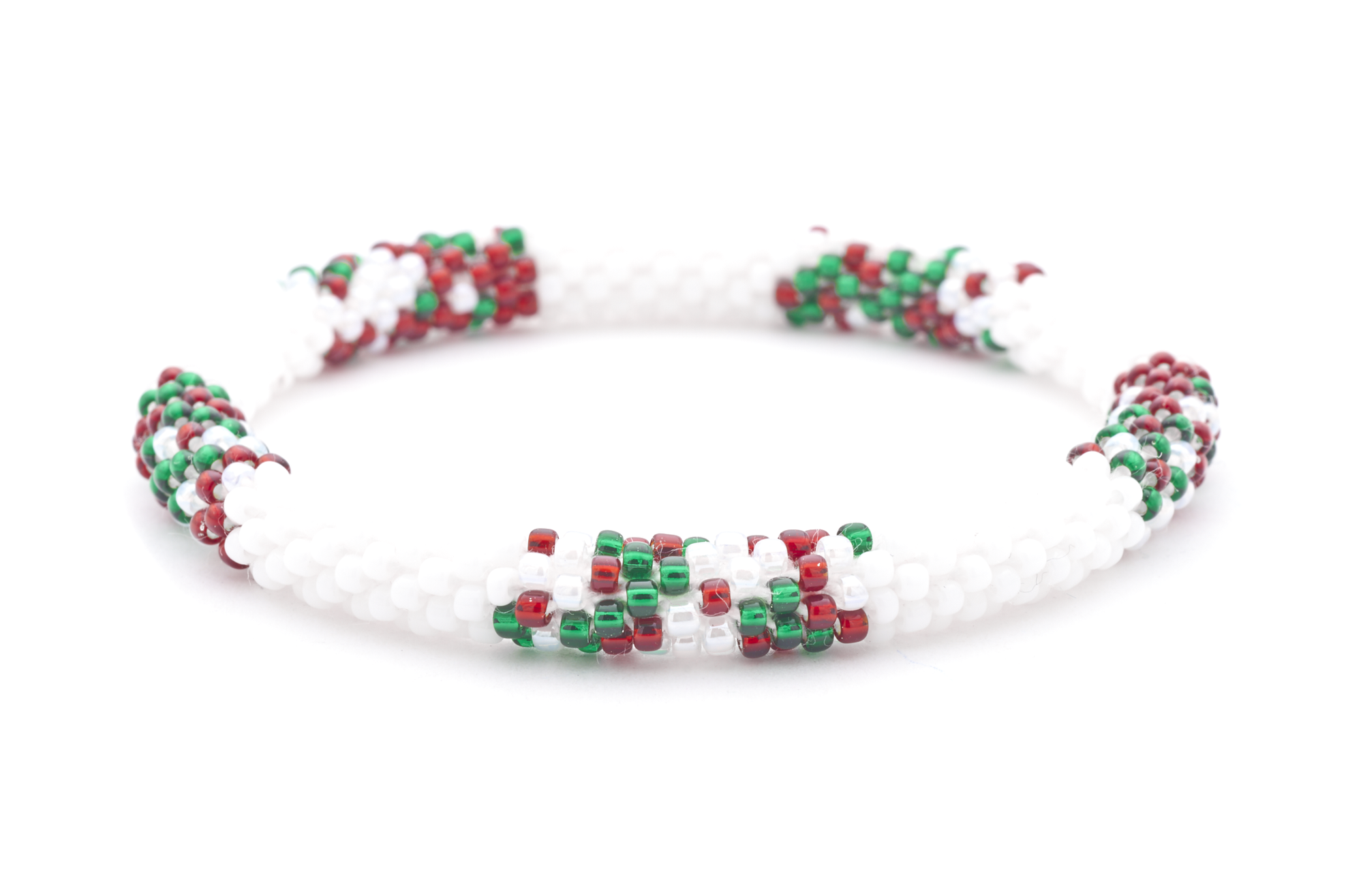 Sashka Co. Extended 8" Bracelet White / Red / Green Winter Wonderland Bracelet - Extended 8"