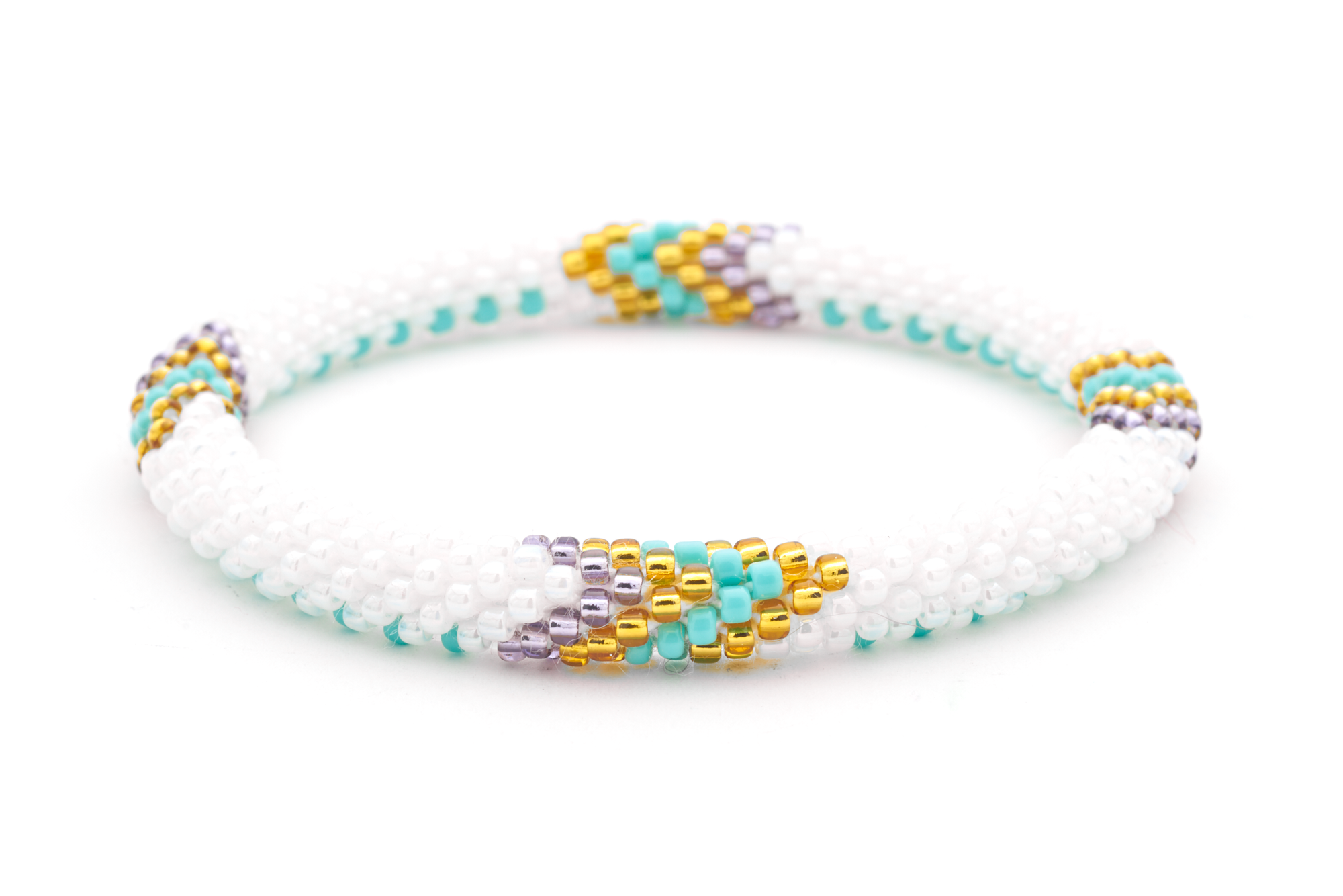 Sashka Co. Extended 8" Bracelet White / Turquoise / Gold / Purple Willpower Bracelet - Extended 8"