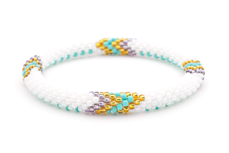 Sashka Co. Extended 8" Bracelet White / Turquoise / Gold / Purple Willpower Bracelet - Extended 8"