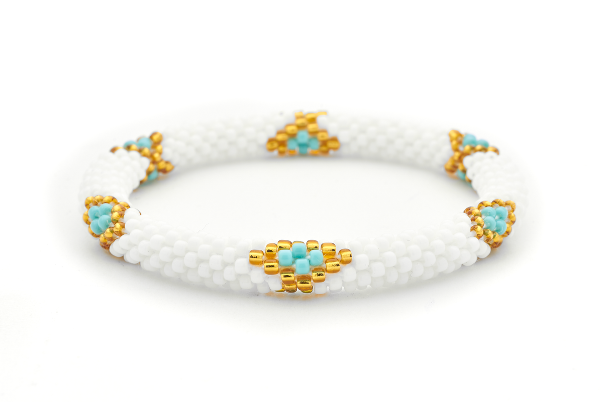 Sashka Co. Extended 8" Bracelet White / Turquoise / Gold Turquoise Diamond Bracelet - Extended 8"