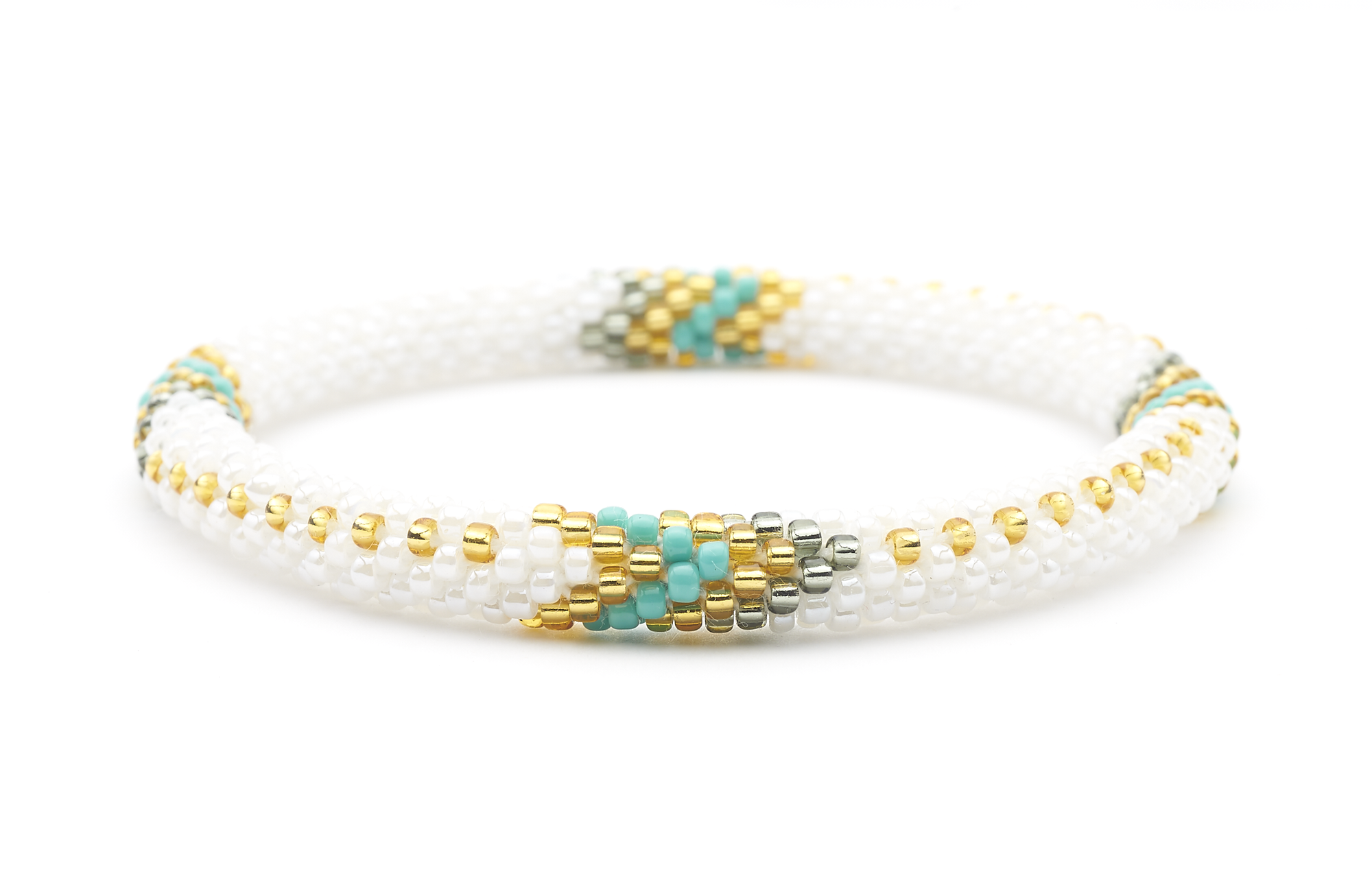 Sashka Co. Extended 8" Bracelet White / Turquoise / Silver / Gold Limited Edition Boho Bracelet - Extended 8"