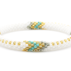 Sashka Co. Extended 8" Bracelet White / Turquoise / Silver / Gold Limited Edition Boho Bracelet - Extended 8"