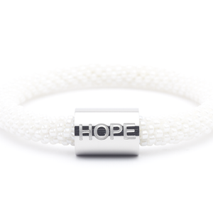 Sashka Co. Extended 8" Bracelet White w/ silver hope charm Hope Word Bracelet - Extended 8"