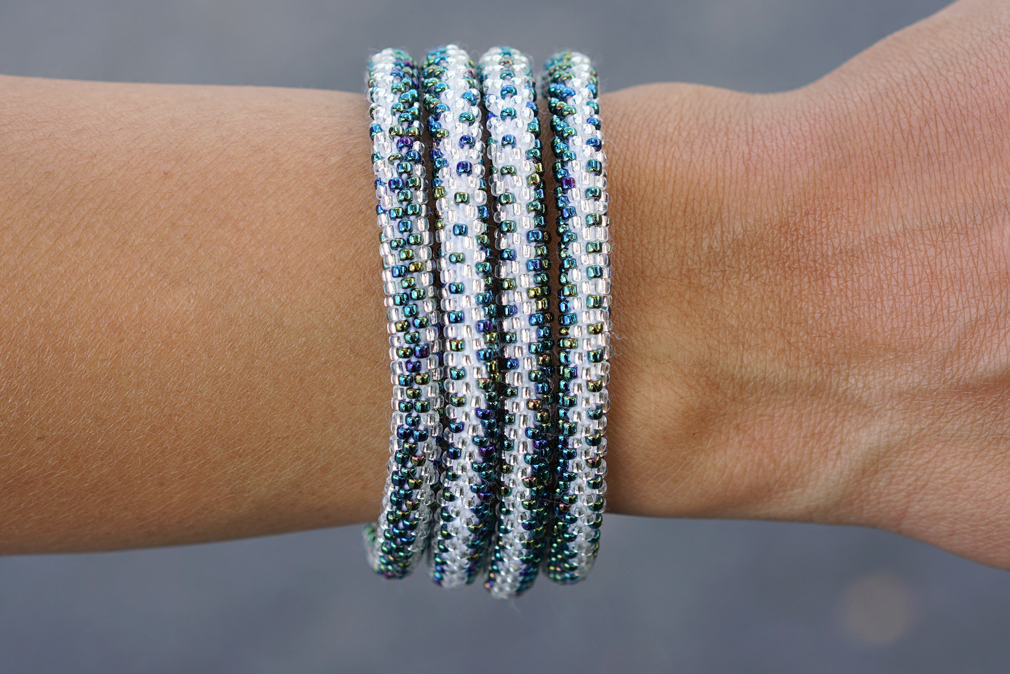 Sashka Co. Kids Bracelet Blue Green Iridescent Mix / Clear Kindness Bracelet - Kids