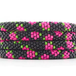 Handmade glass bead bracelet from Nepal, featuring a roll design. Also known as a beaded bracelet, seed bead bracelet, beach glass bracelet, or sea glass bracelet