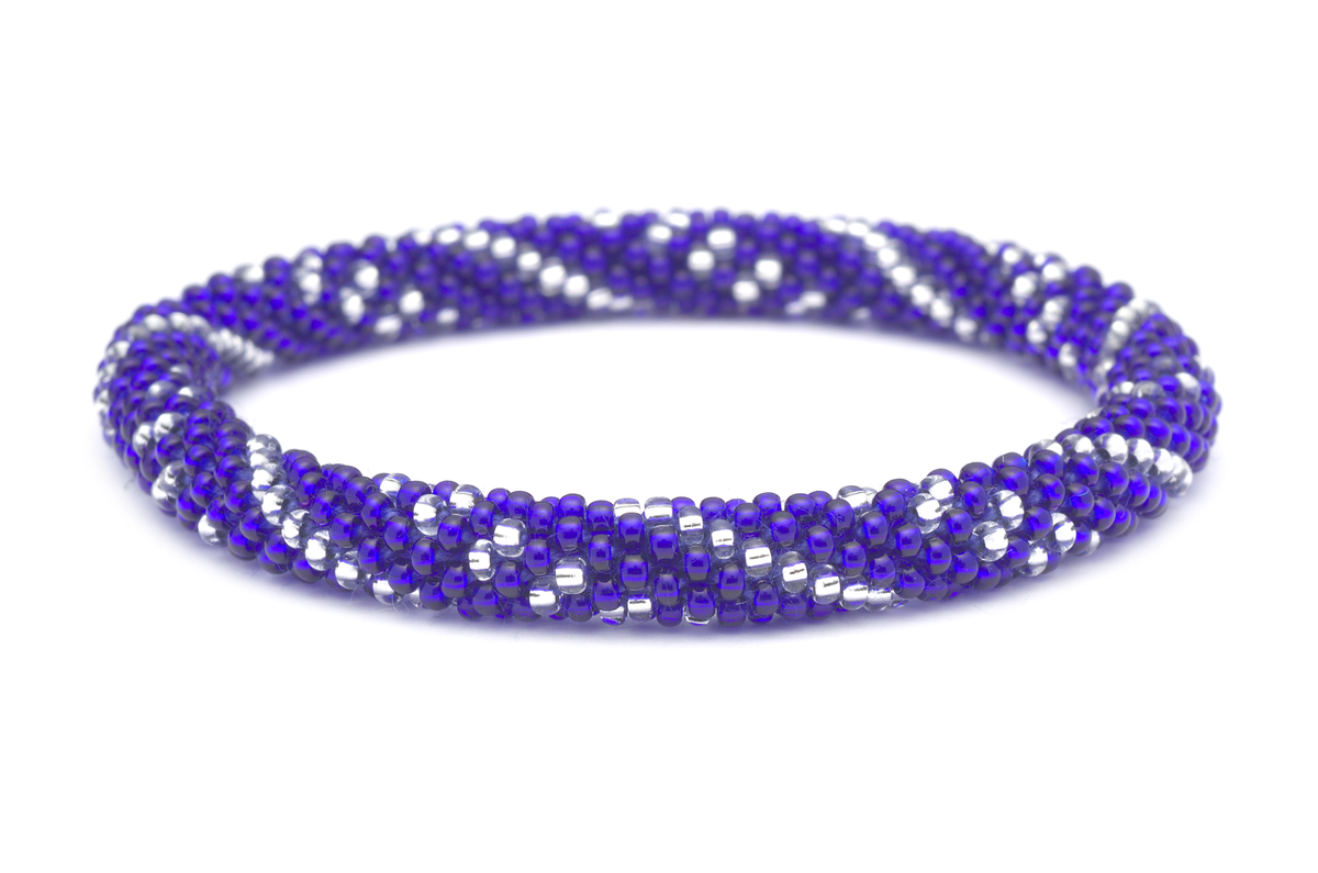 Handmade glass bead bracelet from Nepal, featuring a roll design. Also known as a beaded bracelet, seed bead bracelet, beach glass bracelet, or sea glass bracelet.