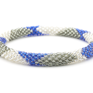 Handmade glass bead bracelet from Nepal, featuring a roll design. Also known as a beaded bracelet, seed bead bracelet, beach glass bracelet, or sea glass bracelet.