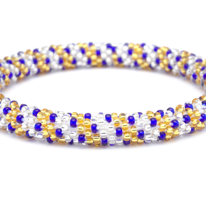 Handmade glass bead bracelet from Nepal, featuring a roll design. Also known as a beaded bracelet, seed bead bracelet, beach glass bracelet, or sea glass bracelet.