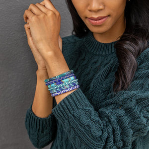 Handmade glass bead bracelet from Nepal, featuring a roll design. Also known as a beaded bracelet, seed bead bracelet, beach glass bracelet, or sea glass bracelet
