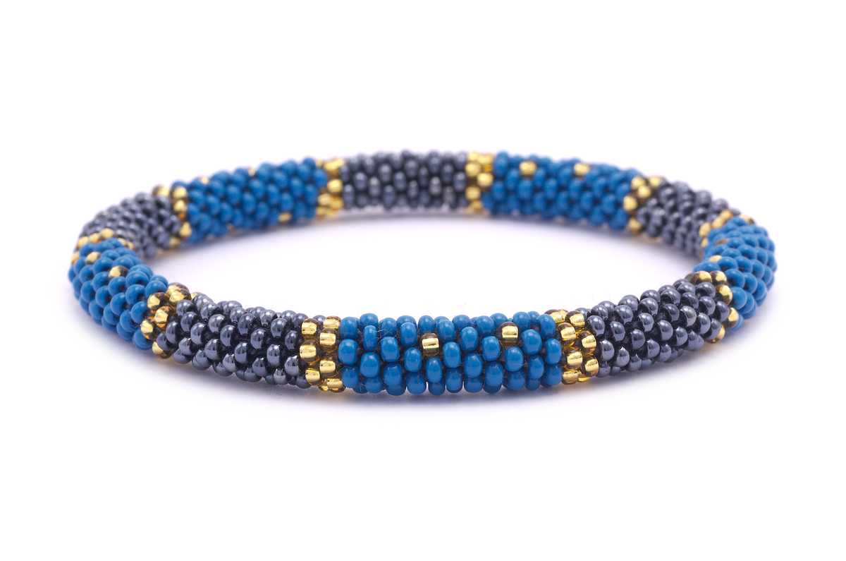 Handmade glass bead bracelet from Nepal, featuring a roll design. Also known as a beaded bracelet, seed bead bracelet, beach glass bracelet, or sea glass bracelet.