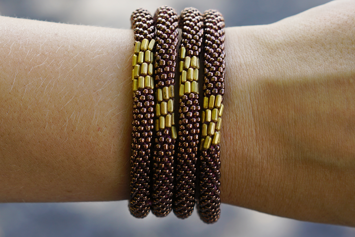 Handmade glass bead bracelet from Nepal, featuring a roll design. Also known as a beaded bracelet, seed bead bracelet, beach glass bracelet, or sea glass bracelet.