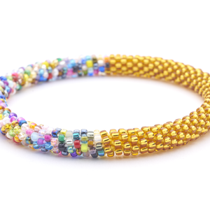 Handmade glass bead bracelet from Nepal, featuring a roll design. Also known as a beaded bracelet, seed bead bracelet, beach glass bracelet, or sea glass bracelet