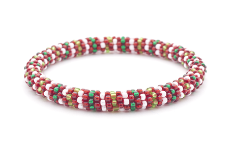 Handmade glass bead bracelet from Nepal, featuring a roll design. Also known as a beaded bracelet, seed bead bracelet, beach glass bracelet, or sea glass bracelet