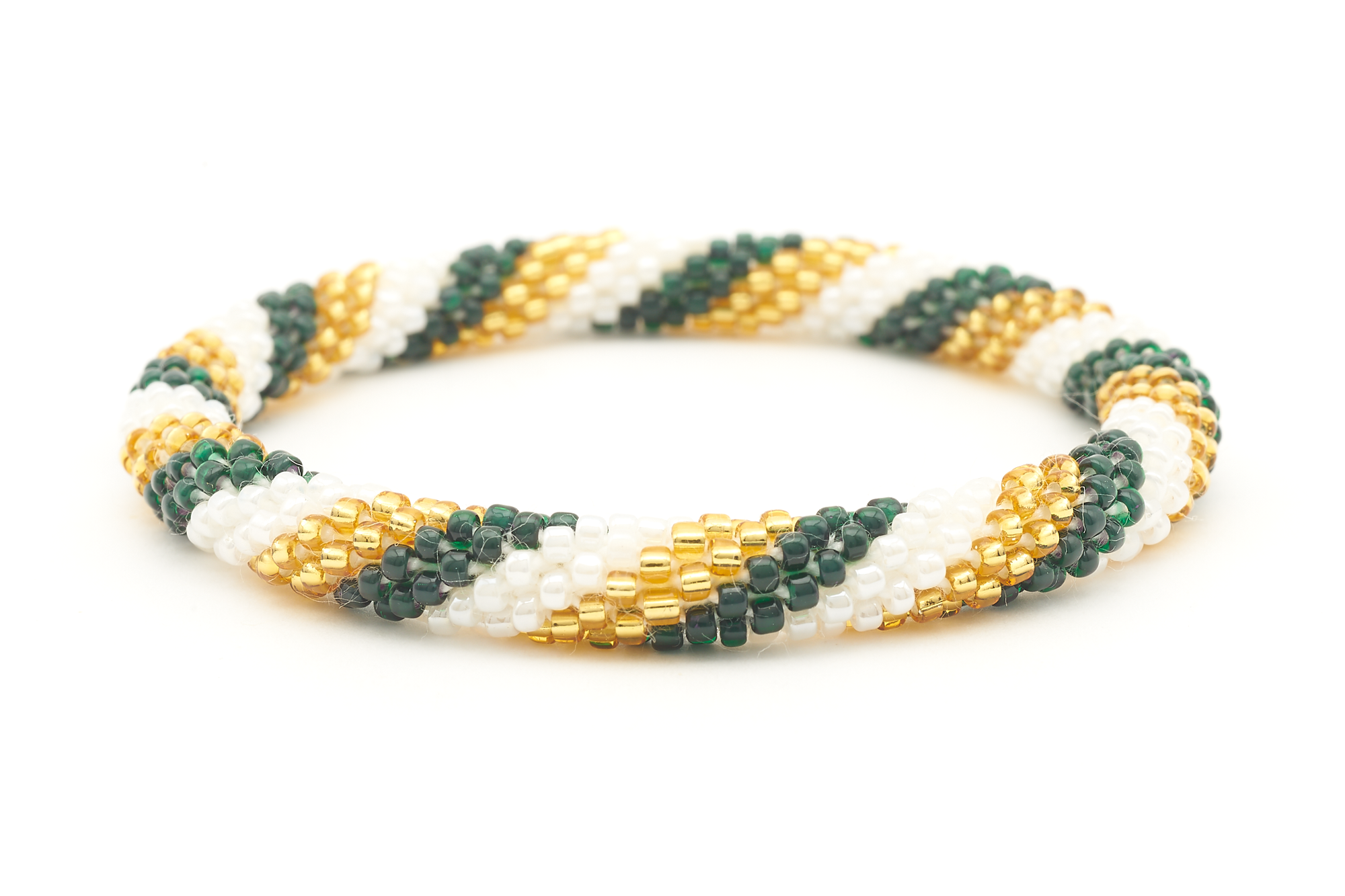 Handmade glass bead bracelet from Nepal, featuring a roll design. Also known as a beaded bracelet, seed bead bracelet, beach glass bracelet, or sea glass bracelet.