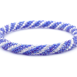 Handmade glass bead bracelet from Nepal, featuring a roll design. Also known as a beaded bracelet, seed bead bracelet, beach glass bracelet, or sea glass bracelet.