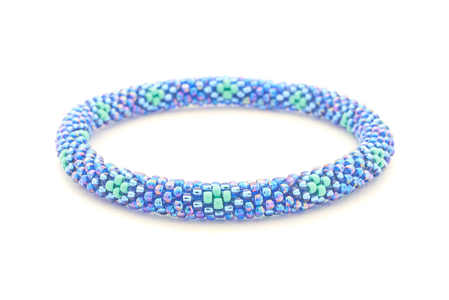 Handmade glass bead bracelet from Nepal, featuring a roll design. Also known as a beaded bracelet, seed bead bracelet, beach glass bracelet, or sea glass bracelet