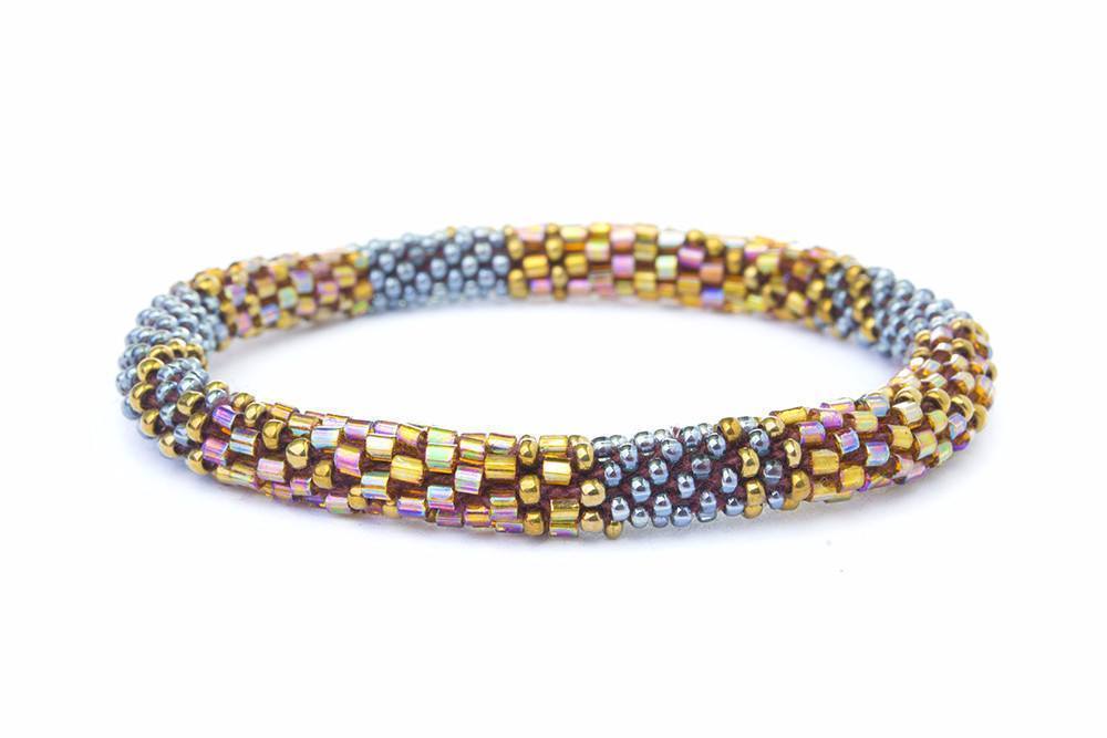 Handmade glass bead bracelet from Nepal, featuring a roll design. Also known as a beaded bracelet, seed bead bracelet, beach glass bracelet, or sea glass bracelet.