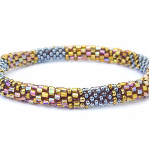 Handmade glass bead bracelet from Nepal, featuring a roll design. Also known as a beaded bracelet, seed bead bracelet, beach glass bracelet, or sea glass bracelet.