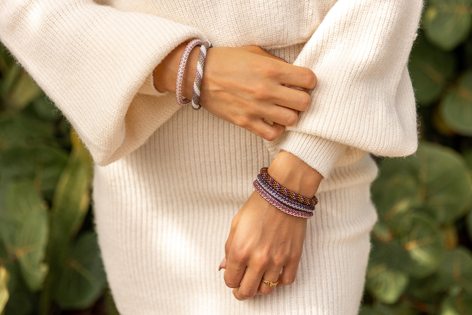 Handmade glass bead bracelet from Nepal, featuring a roll design. Also known as a beaded bracelet, seed bead bracelet, beach glass bracelet, or sea glass bracelet