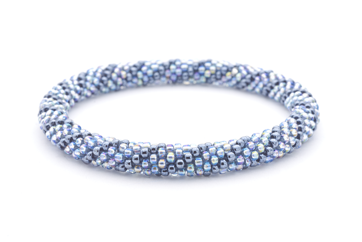 Handmade glass bead bracelet from Nepal, featuring a roll design. Also known as a beaded bracelet, seed bead bracelet, beach glass bracelet, or sea glass bracelet